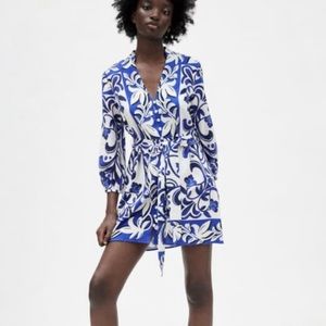Zara Printed Mini Shirt Dress